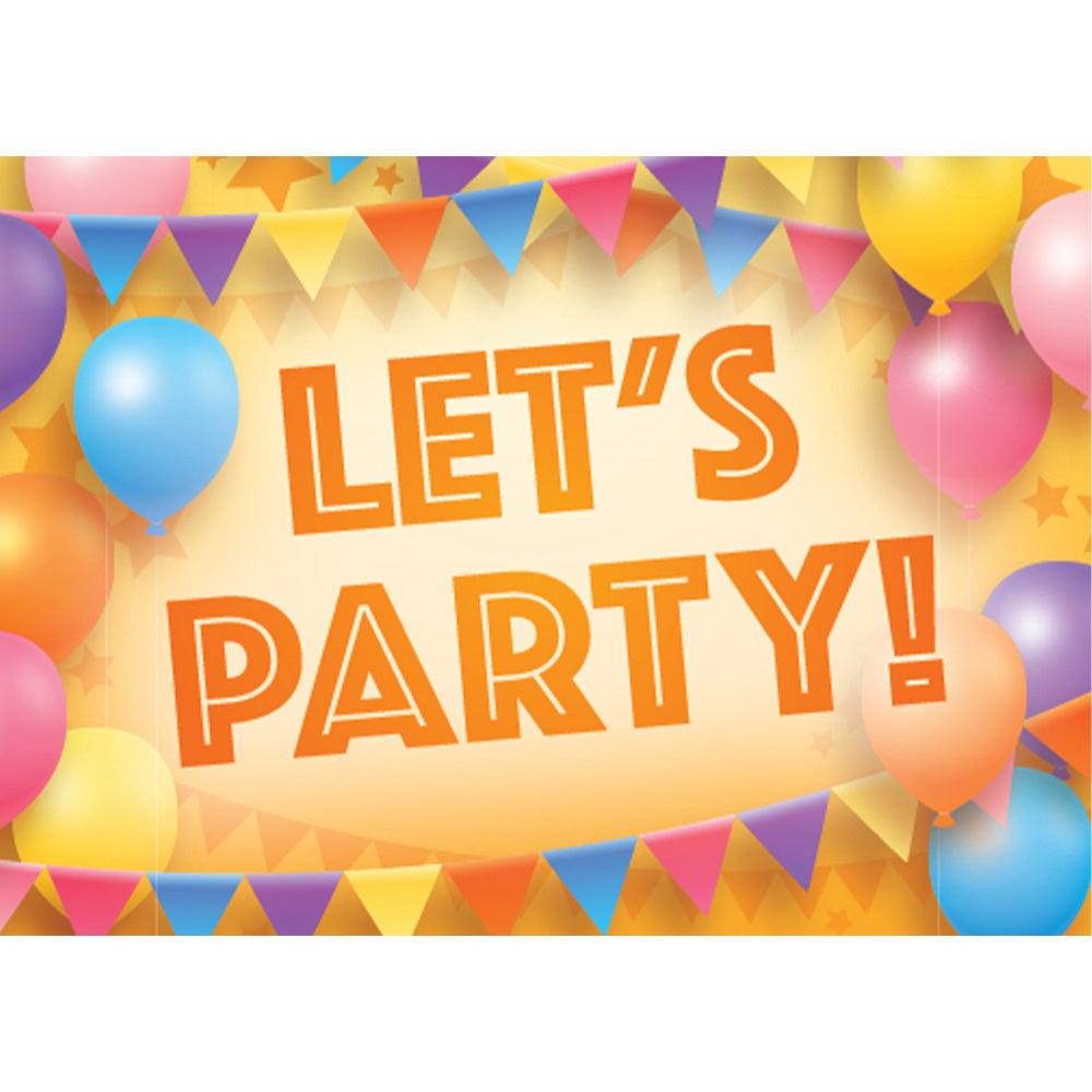 Birthday Party Invitations for Kids - Boys or Girls - Colorful Let's Party Theme - Invites Printed on Both Sides (Set of 25 with Envelopes), Multi, 5inch X 7inch