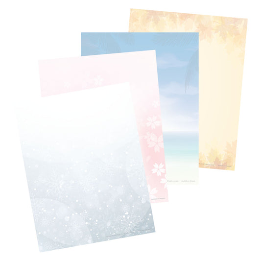 Stationery (Set of 40) - Seasonal Letterhead - 8.5" x 11" Letter-sized - Winter, Spring, Summer, Fall and Multi Packs Available