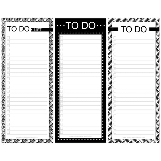 Skinny To-Do Notepad Set (3 Pads, 3 Unique Designs) | 3.5" x 8.5" Premium List-Making Notepads | College-Ruled Pages | 50 Sheets Each